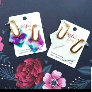 Atelier Sona Acrylic Hoop Earrings Diamond Shaped